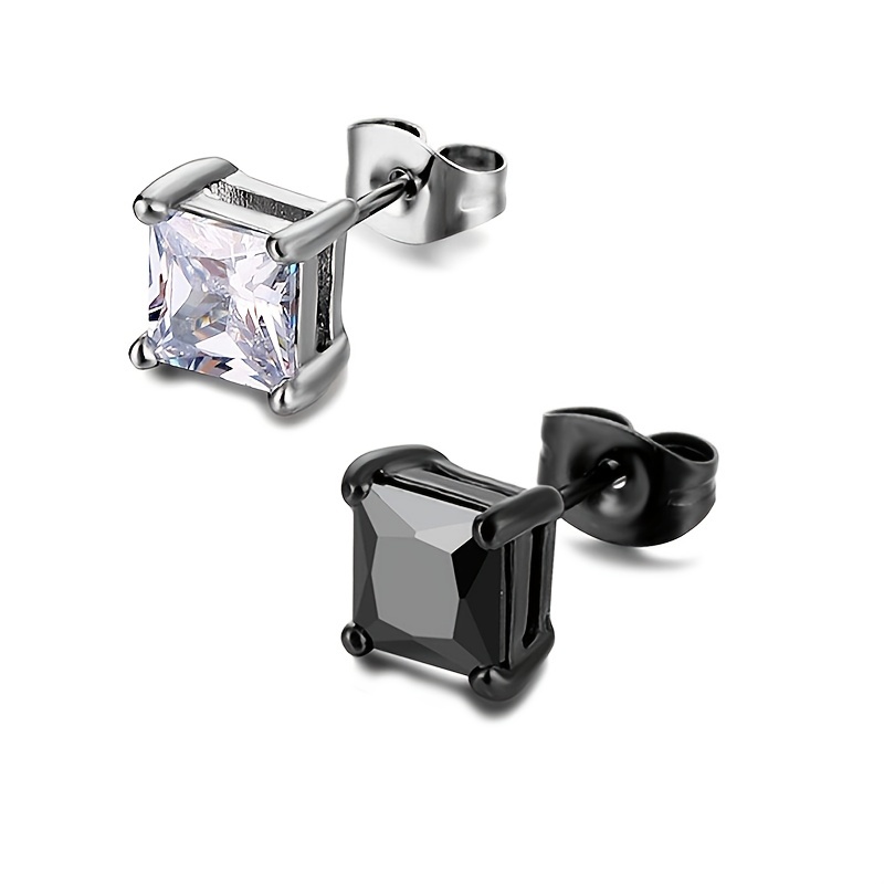 Men's Titanium Steel Zircon Stud Earring Punk Rock Stud Earring